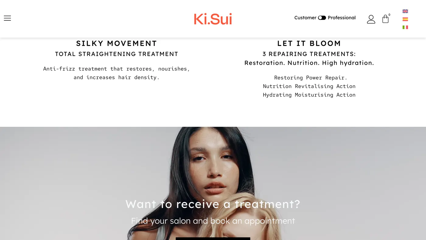 Ki.Sui: Líneas de tratamiento y buscador de salón