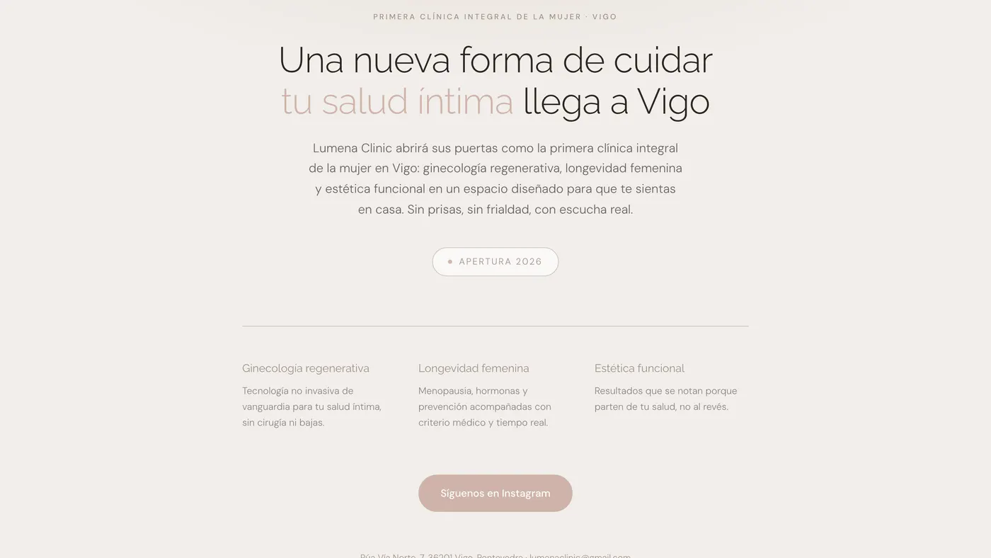 Lumena Clinic: Las tres especialidades de la clínica en una sola página